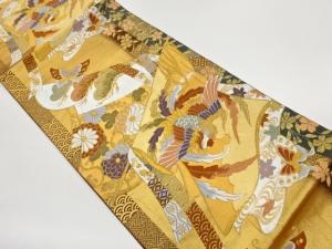 誰が袖に鳳凰・蝶・草花模様織出し袋帯